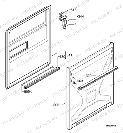 Взрыв-схема посудомоечной машины Electrolux ESI6160B - Схема узла Door 003